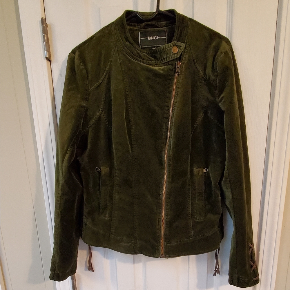 BNCi moto style velvet jacket, EUC